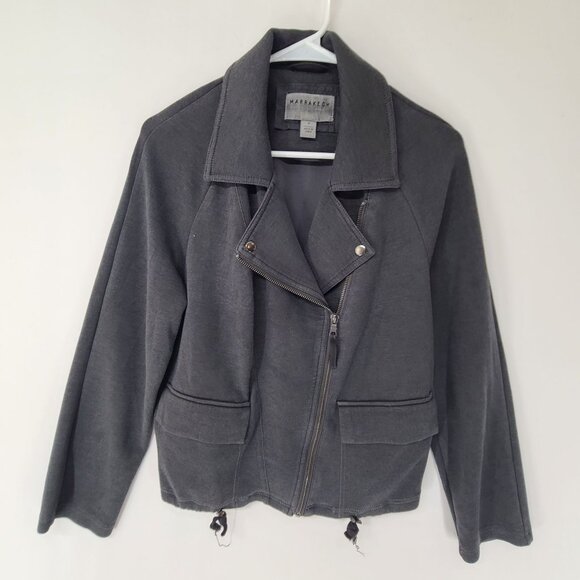 Anthropologie Marrakech Lange Jacket Grey Moto Jacket Cropped Zip Up sz Medium - Picture 2 of 9